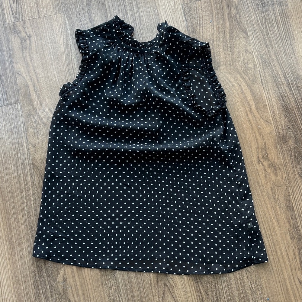 Who What Wear polkadot, black sleeveless blouse